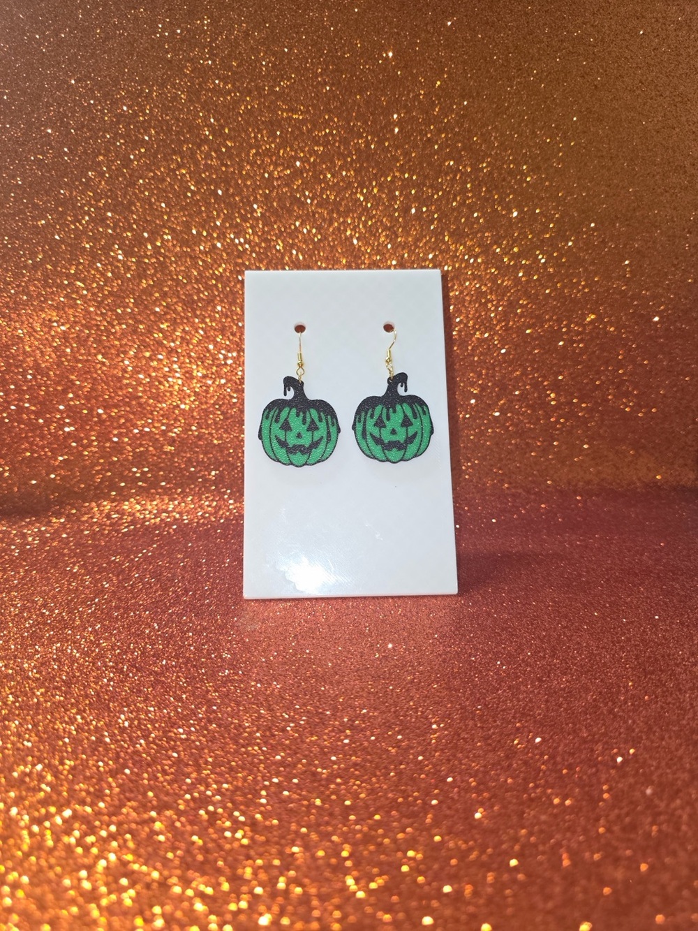 Green Pumpkin Halloween Dangle Earrings - Unbranded